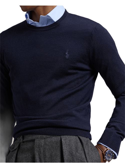 Maglia da uomo in lana, girocollo, colore hunter navy POLO RALPH LAUREN | 710946143001